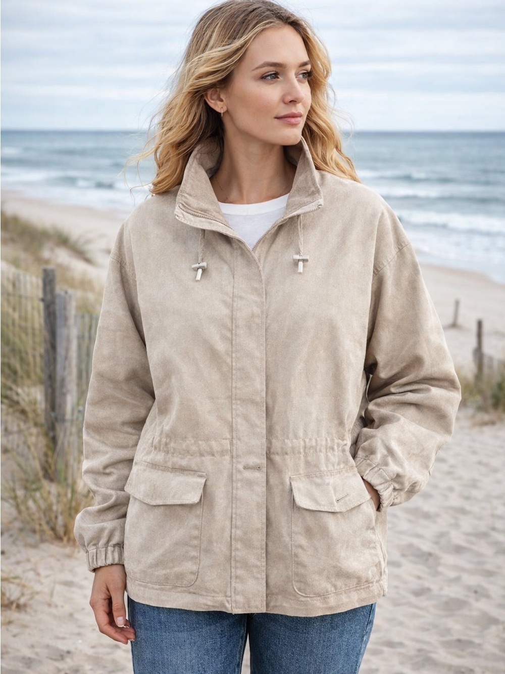 Sequence Beige Suede-Look Jacket - S